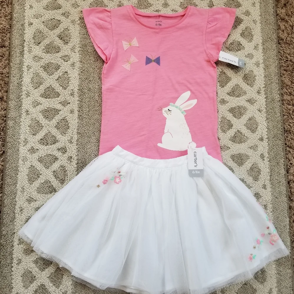 Carter's Bunny Tulle 2-Piece Outfit NEW 6/6X